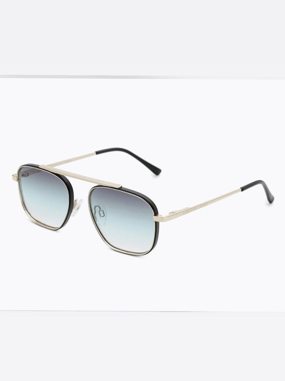Carolina Lemke Black and Gold Square-Frame Sunglasses